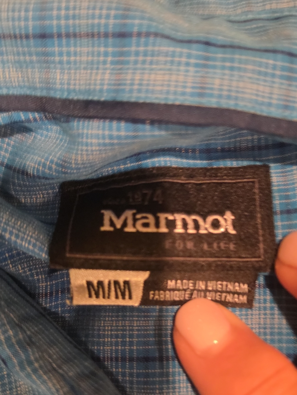 Marmot Blue Plaid Outdoor Button-Down Shirt